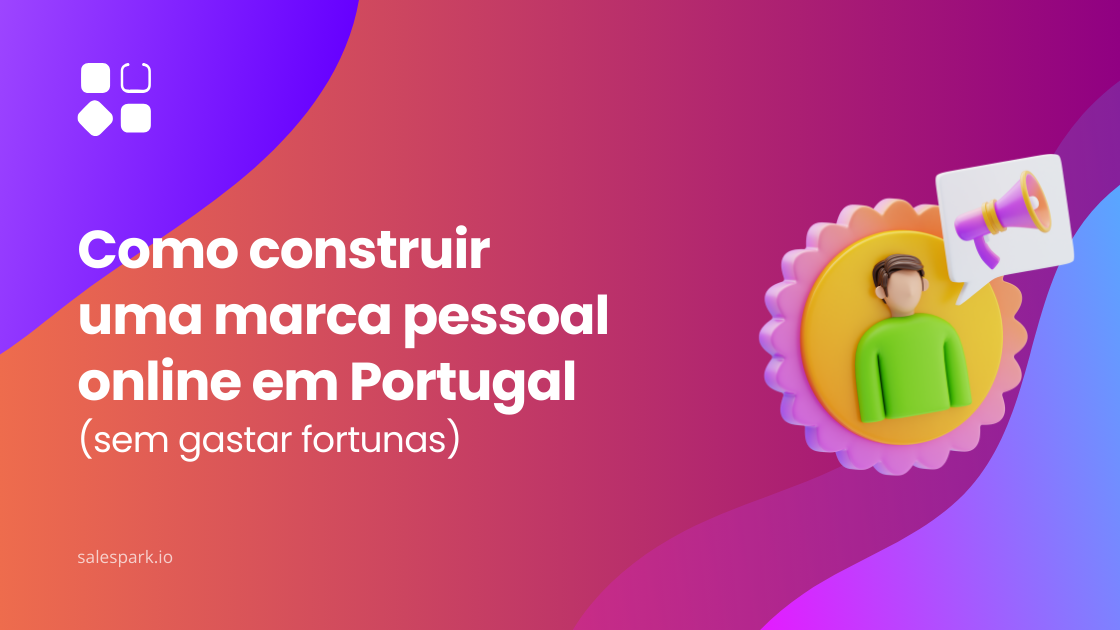 Ilustração colorida sobre como construir uma marca pessoal online em Portugal sem gastar fortunas