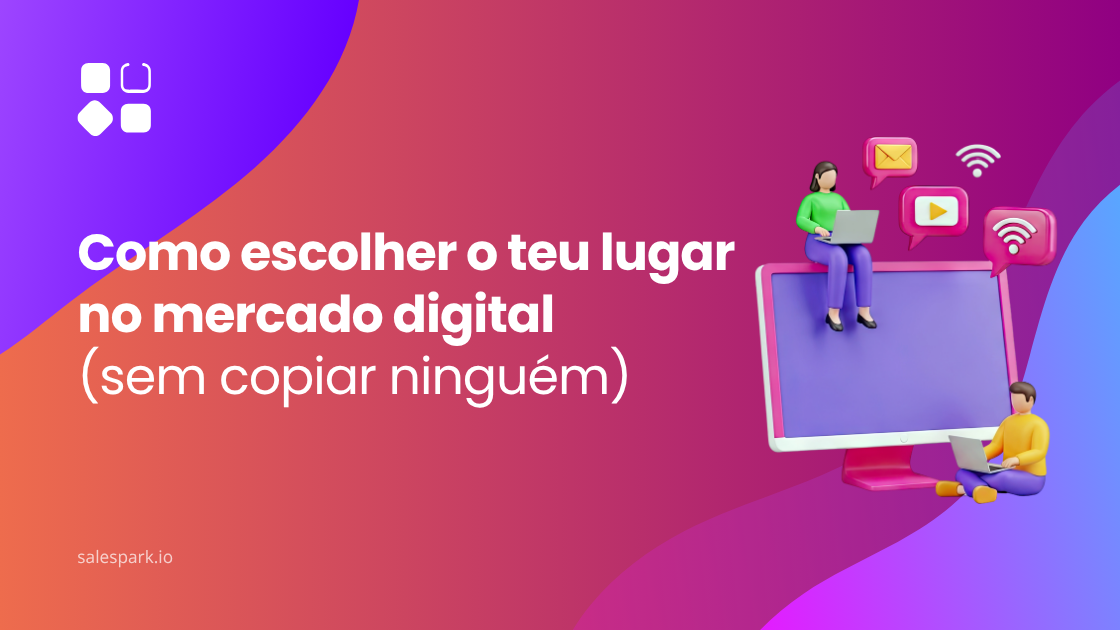 Pessoa a refletir sobre o seu posicionamento no mercado digital, com caderno aberto